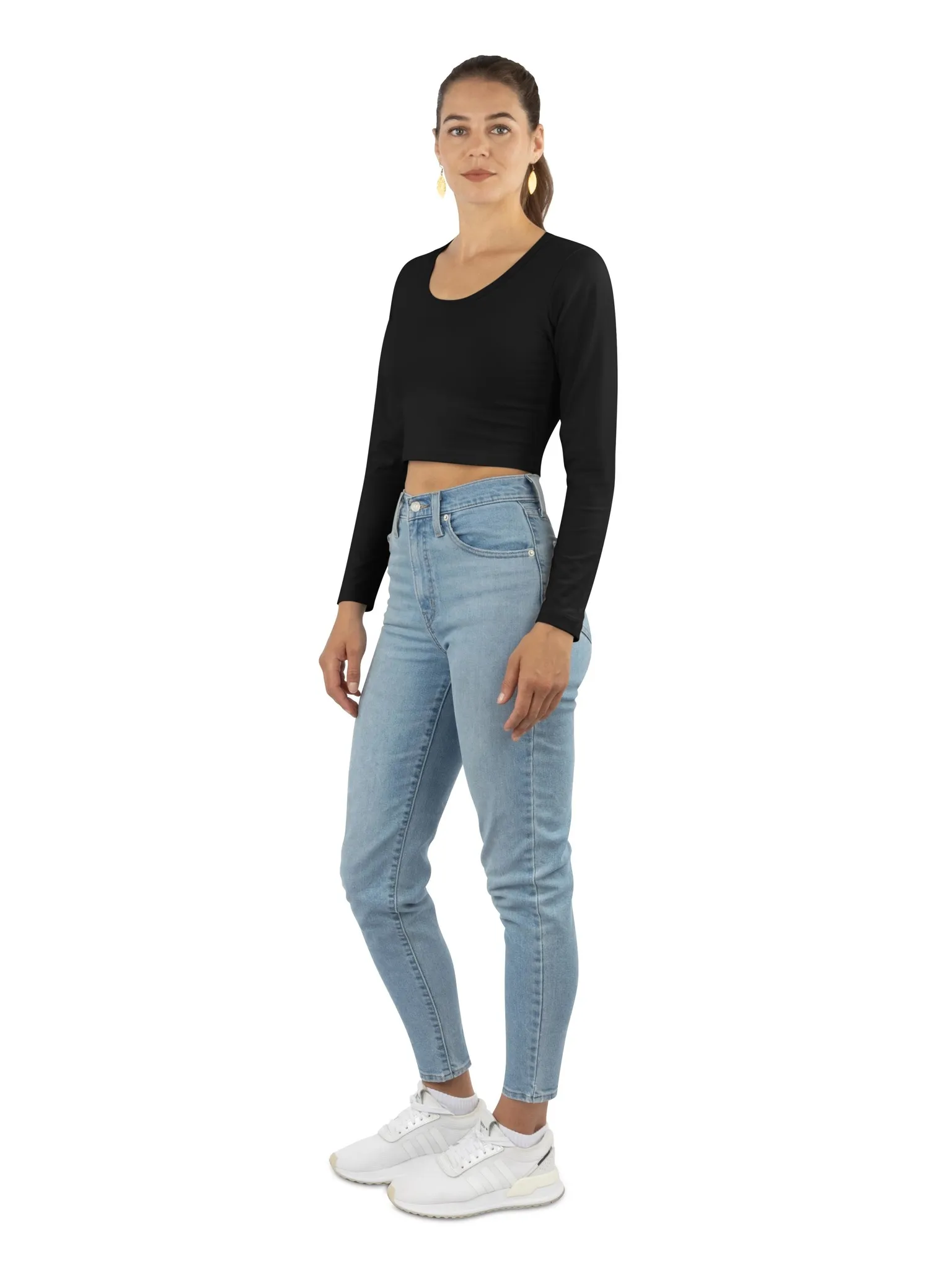 2 x Damen crop Langarmshirt „Nerja“ Schwarz